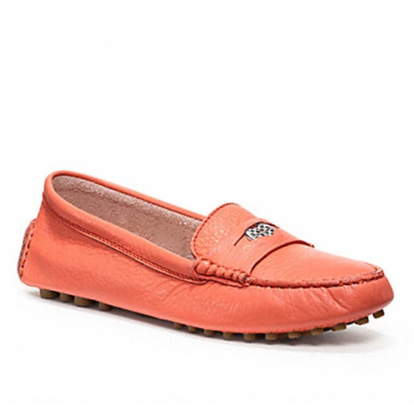 Coach Shoes - Coach Nicola Sun Orange Womens Leather Penny Loafers Driving Shoe Size 9B